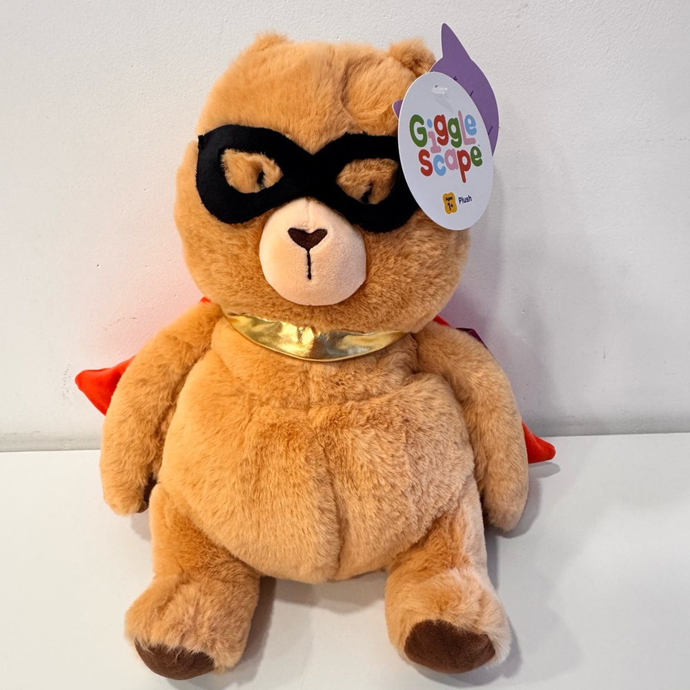 Plush Superhero Bear - Tan with Black Mask